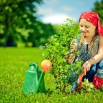 Young girl planting a tree