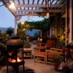 Backyard patio with trellis